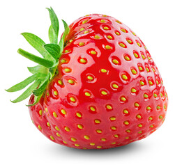 One strawberry on transparent background. PNG format. Red berry with no background. Strawberry...