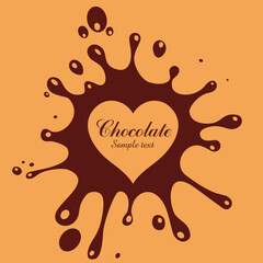 Chocolate splash heart. Vector illustration. 