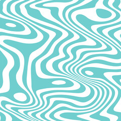 Blue psychedelic pattern in the shape of a square. Striped wavy background with distortion. Retro backup.