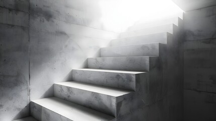 Concrete Stairway Ascending Towards Bright Light,Minimalist Modern Design Emphasizing Contrast