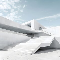 Fototapeta premium Minimalist Architectural Elegance:Sleek Concrete Staircases Framing the Open Sky