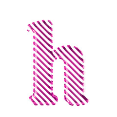 White symbol with purple diagonal ultra thin straps. letter h