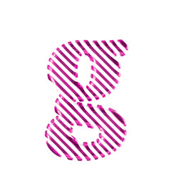 White symbol with purple diagonal ultra thin straps. letter g