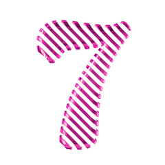 White symbol with purple diagonal ultra thin straps. number 7