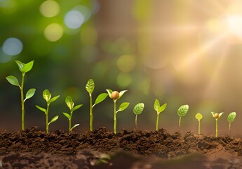 Growth Sequence from Seed to Plant in Nature Background