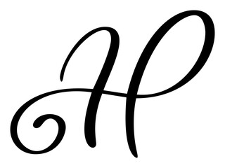 Hand drawn vector calligraphy letter H initials. Script font logo. Handwritten brush style flourish