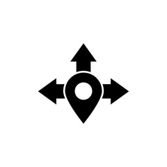 A black and white vector icon of an arrow pointing to the right with a small circle in the center. Simple and clean design