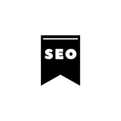 Modern black and white SEO flag icon for web optimization