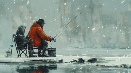 A Fisherman with his daughter, made with AI