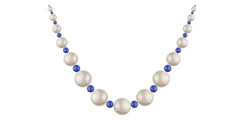 Stunning Pearl Necklace On White Background, Vintage Jewelry Beads Design Vector Illustration.

