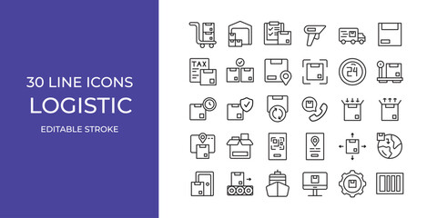 Logistic icon illustration vector stroke editable. distribution, box, delivery, and more