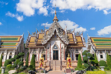 Fototapeta premium Wat Si Sa Thong or gold head is ancient ubosot ordination hall or antique old church for people visit located in Nakhon Chai Si District, Nakhon Pathom Province.