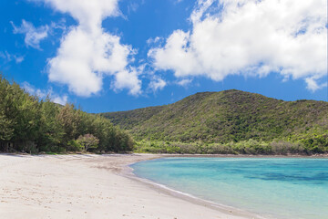 Beautiful tropical sea and white sand with clean blue sky at island Samae San District, Thailand