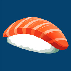 Close up of sushi on blue background with various keywords related to topics