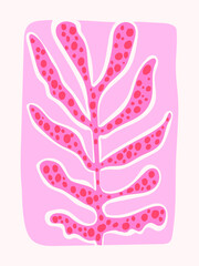 Obraz premium Aesthetic abstract plants and flowers, floral, hand drawn vector illustration background. Design for wall art, decoration, print, poster, cover and wallpaper.