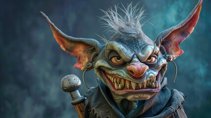 Naklejka premium 3d Cartoon Creepy clown with a sinister smile