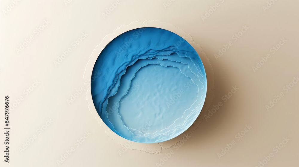 Aufkleber minimalist abstract background with a light beige canvas and a single soft blue circle in the center