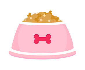 Dog food in a bowl clip art. vector illustration