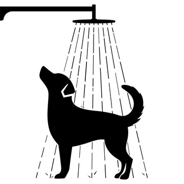 recommend clip art: Dog taking shower silhouette. Vector illustration