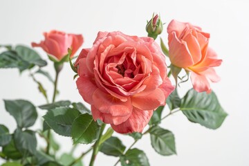 Fototapeta premium flower Photography, Hybrid tea rose, copy space on right, Isolated on white Background