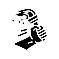 hand holding torch progress glyph icon vector. hand holding torch progress sign. isolated symbol illustration