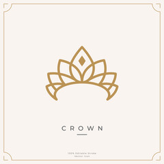 Minimalist crown logo icon template. Simple crown icon symbol