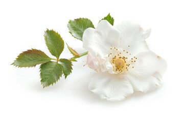 flower Photography, Multiflora Rose, copy space on right, Isolated on white Background
