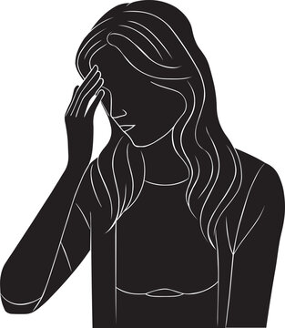 recommend clip art: woman with depression, low depressed mood, mental health, post natal, domestic violence, hopeless alone sad grief, flat vector art, monochrome silhouette illustration