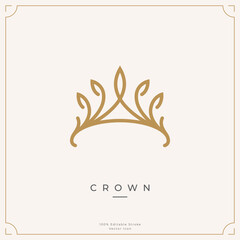 Minimalist crown logo icon template. Simple crown icon symbol