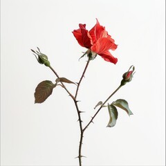 flower Photography, Red Mister Lincoln Rosa copy space on right, Isolated on white Background