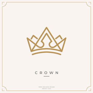 Minimalist crown logo icon template. Simple crown icon symbol