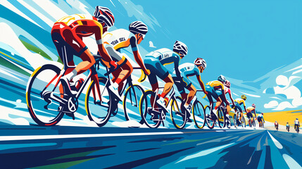 Fototapeta premium Cyclists racing on the road