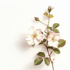 Obraz premium flower Photography, Rosa banksiae copy space on right, Isolated on white Background