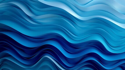 Layers of 3D abstract waves in different shades of blue, undulating smoothly across the frame.