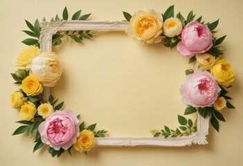 framework for photo or congratulation with flowers