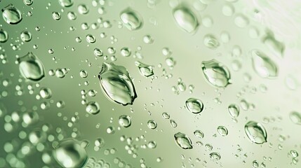 Drops of water on a color background. pastel Green