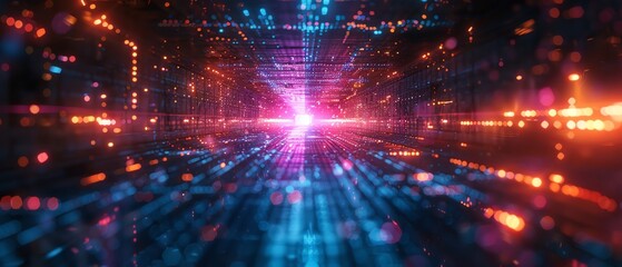 Obraz premium High resolution advertisement digital photography, futuristic tunnel, colorful speed motion, abstract blurred background