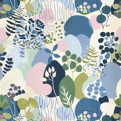 Naklejka premium A close up of a painting of trees and plants