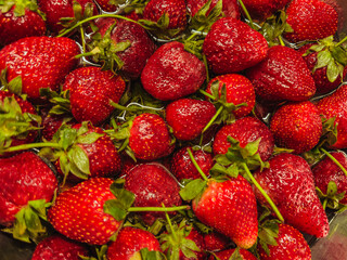 fresh juice strawberries in a market