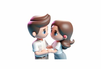 The couple looking at each other passionately, In cartoon