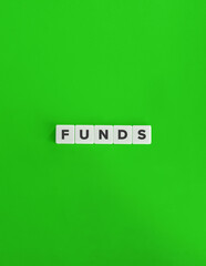 Word Funds. Collective Investments. Text on Block Letter Tiles on Yellow Background. Minimalist...