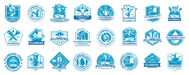 Plumbing logo template, with retro or vintage style.