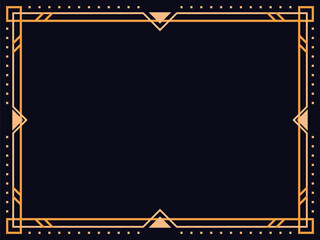 Art deco frame. Vintage linear border. Design a template for invitations, leaflets and greeting cards. Geometric golden frame. The style of the 1920s - 1930s. Vector illustration