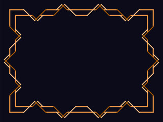 Art deco frame. Vintage linear border. Design a template for invitations, leaflets and greeting cards. Geometric golden frame. The style of the 1920s - 1930s. Vector illustration