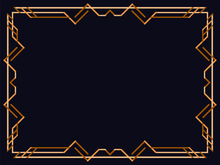 Art deco frame. Vintage linear border. Design a template for invitations, leaflets and greeting cards. Geometric golden frame. The style of the 1920s - 1930s. Vector illustration