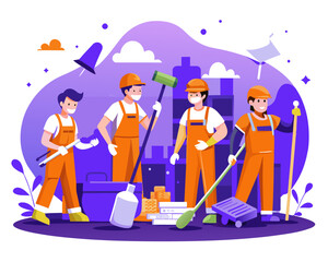 Cleaning Service flat Design Illustration.