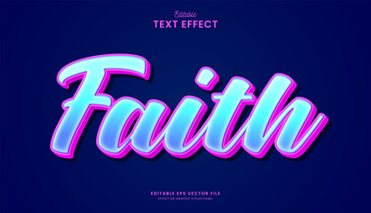 decorative faith neon editable text effect vector design