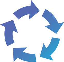 シンプルな矢印のアイコン　グラデーション　青　水色　イラスト　素材