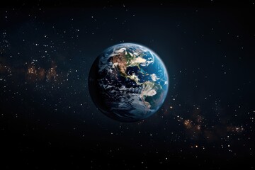 Fototapeta premium Earth in Outer Space with Stars and Nebula