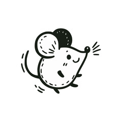 cute doodle mouse hand drawn vector illustration template design